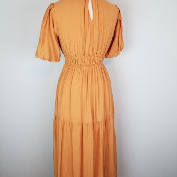 Moon River Copper A Line Fitted Waist Midi Dress Balloon Sleeves Size XS - Picture 5 of 8
